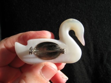 Back of the White Swan brooch